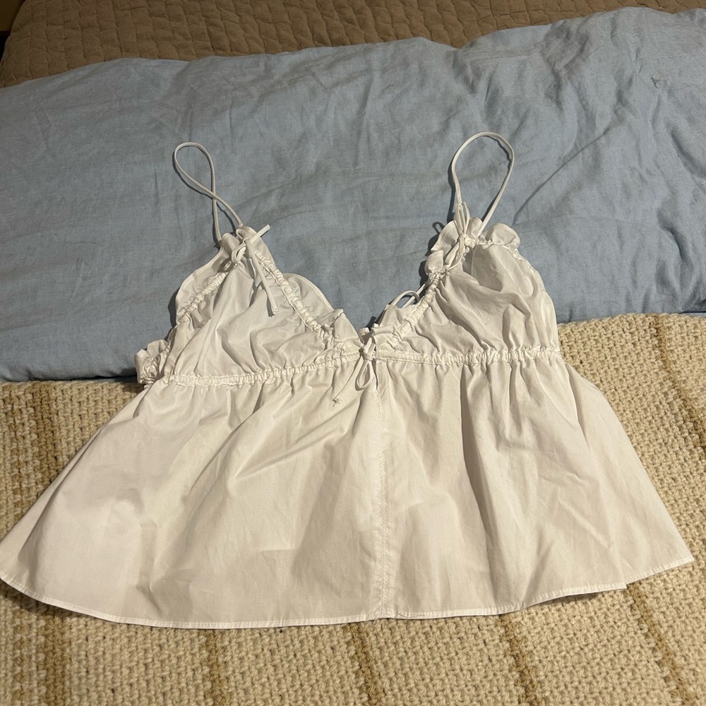 Zara White Ruffled Camisole